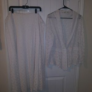 2 piece Sumner white eyelet suit.